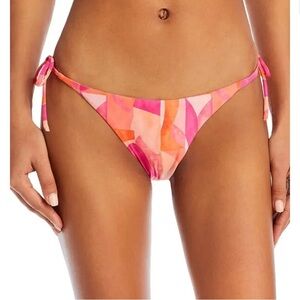 Peixoto Tonie Grapefruit Grove Pink and Orange Tie Bikini Bottom XS